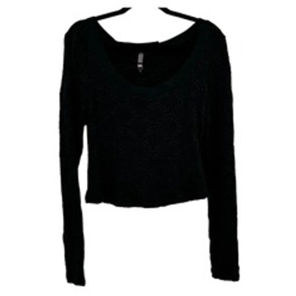 Free People Movement Long Sleeve Cropped Top Black Size‎ Large